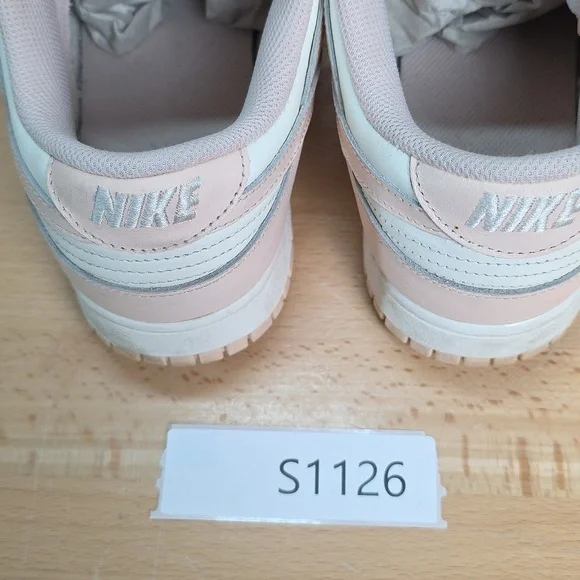 Nike-style Women's Dunk Low Top Sneakers in Light Pink and White Used Size 10 - Picture 11 of 12